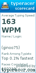 Scorecard for user ginoo75