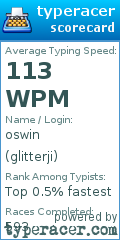 Scorecard for user glitterji
