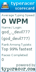 Scorecard for user god_devil777