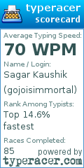 Scorecard for user gojoisimmortal