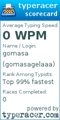 Scorecard for user gomasagelaaa