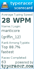Scorecard for user griffin_12