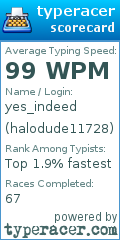 Scorecard for user halodude11728