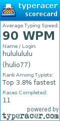 Scorecard for user hulio77