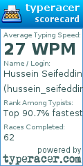 Scorecard for user hussein_seifeddine
