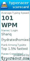 Scorecard for user hydratedhomiee