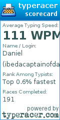 Scorecard for user ibedacaptainofdaship