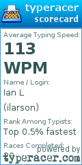 Scorecard for user ilarson