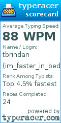Scorecard for user im_faster_in_bed