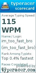 Scorecard for user im_too_fast_bro
