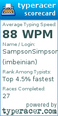 Scorecard for user imbeinian