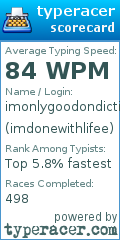 Scorecard for user imdonewithlifee