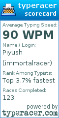 Scorecard for user immortalracer