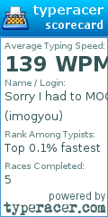 Scorecard for user imogyou