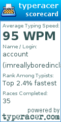 Scorecard for user imreallyboredinclass