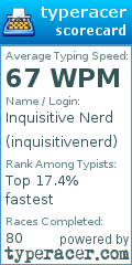 Scorecard for user inquisitivenerd
