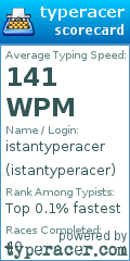 Scorecard for user istantyperacer