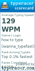 Scorecard for user iwanna_typefast