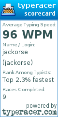 Scorecard for user jackorse