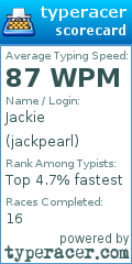 Scorecard for user jackpearl