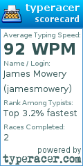 Scorecard for user jamesmowery