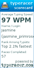 Scorecard for user jasmine_primrose