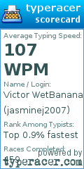 Scorecard for user jasminej2007