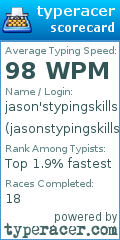 Scorecard for user jasonstypingskills