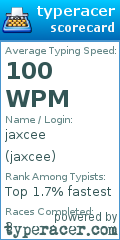 Scorecard for user jaxcee