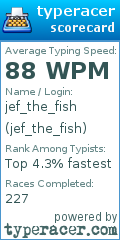 Scorecard for user jef_the_fish