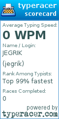Scorecard for user jegrik