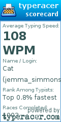 Scorecard for user jemma_simmons