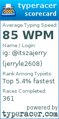 Scorecard for user jerryle2608