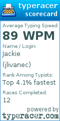 Scorecard for user jlivanec