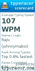 Scorecard for user johnnymaboi