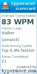 Scorecard for user joinwick