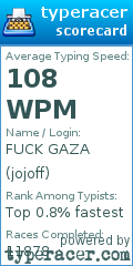 Scorecard for user jojoff