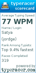 Scorecard for user jordge