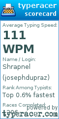 Scorecard for user josephdupraz