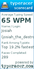 Scorecard for user josiah_the_destroyer