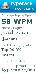 Scorecard for user jvenan