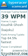 Scorecard for user kaijoku