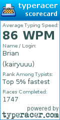 Scorecard for user kairyuuu