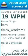 Scorecard for user kem_kemkem