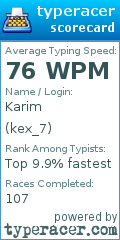 Scorecard for user kex_7
