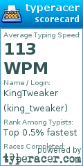 Scorecard for user king_tweaker
