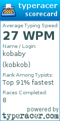 Scorecard for user kobkob