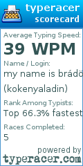 Scorecard for user kokenyaladin