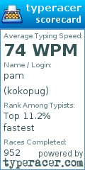 Scorecard for user kokopug
