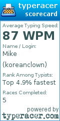 Scorecard for user koreanclown